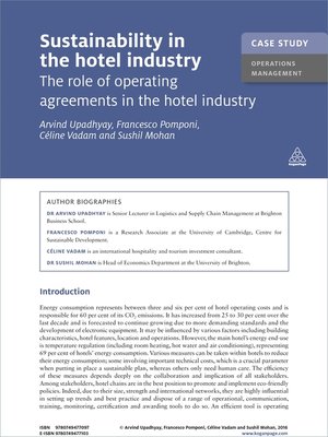 cover image of Sustainability in the Hotel Industry